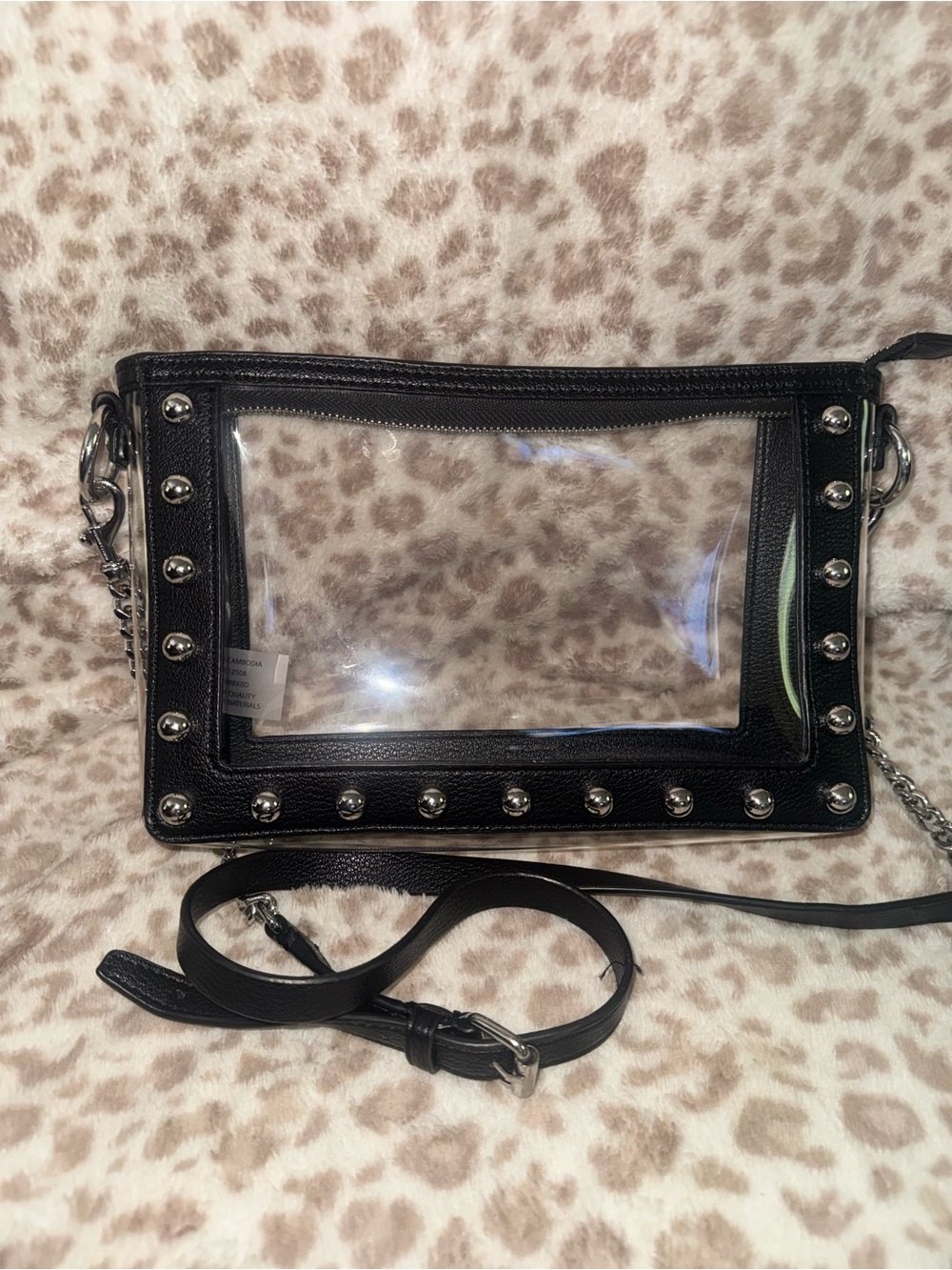 Rebecca Minkoff Black Clear-Front Crossbody with Silver Studs